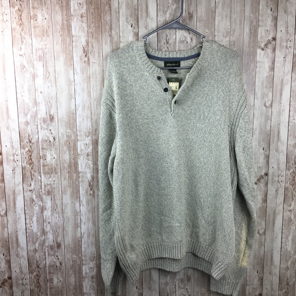 Eddie Bauer NWT Cream Knit Men's Henley Sweater